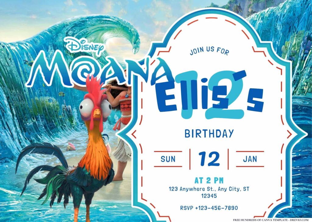 FREE Editable Moana Island Birthday Invitation