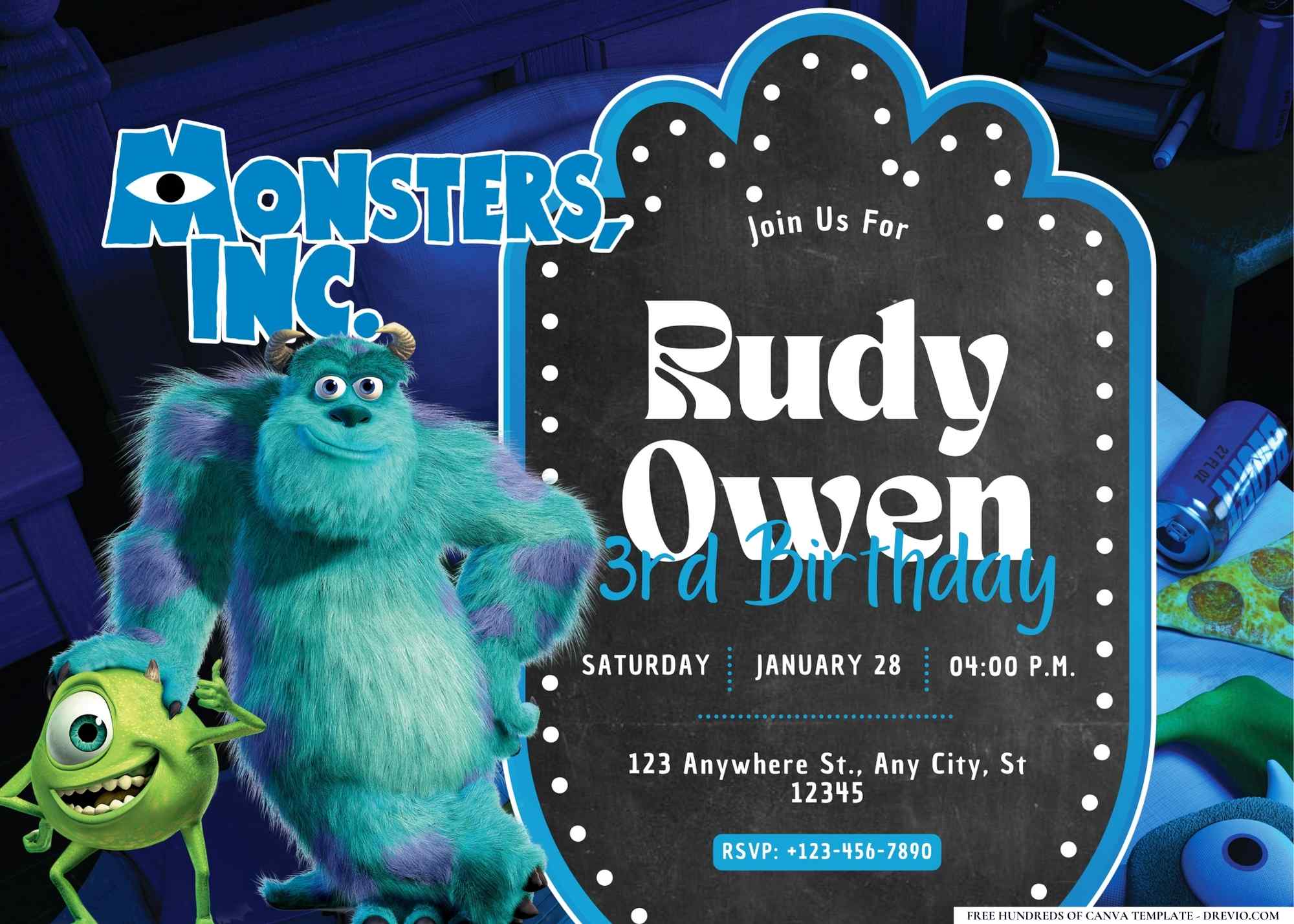 20+ Monsters, Inc. Birthday Invitation Templates - Drevio : Free And ...