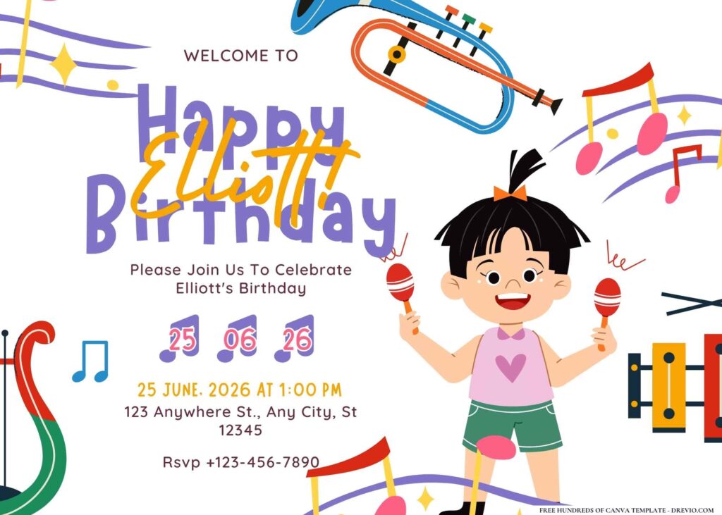 FREE Editable Music Lover Birthday Invitation 