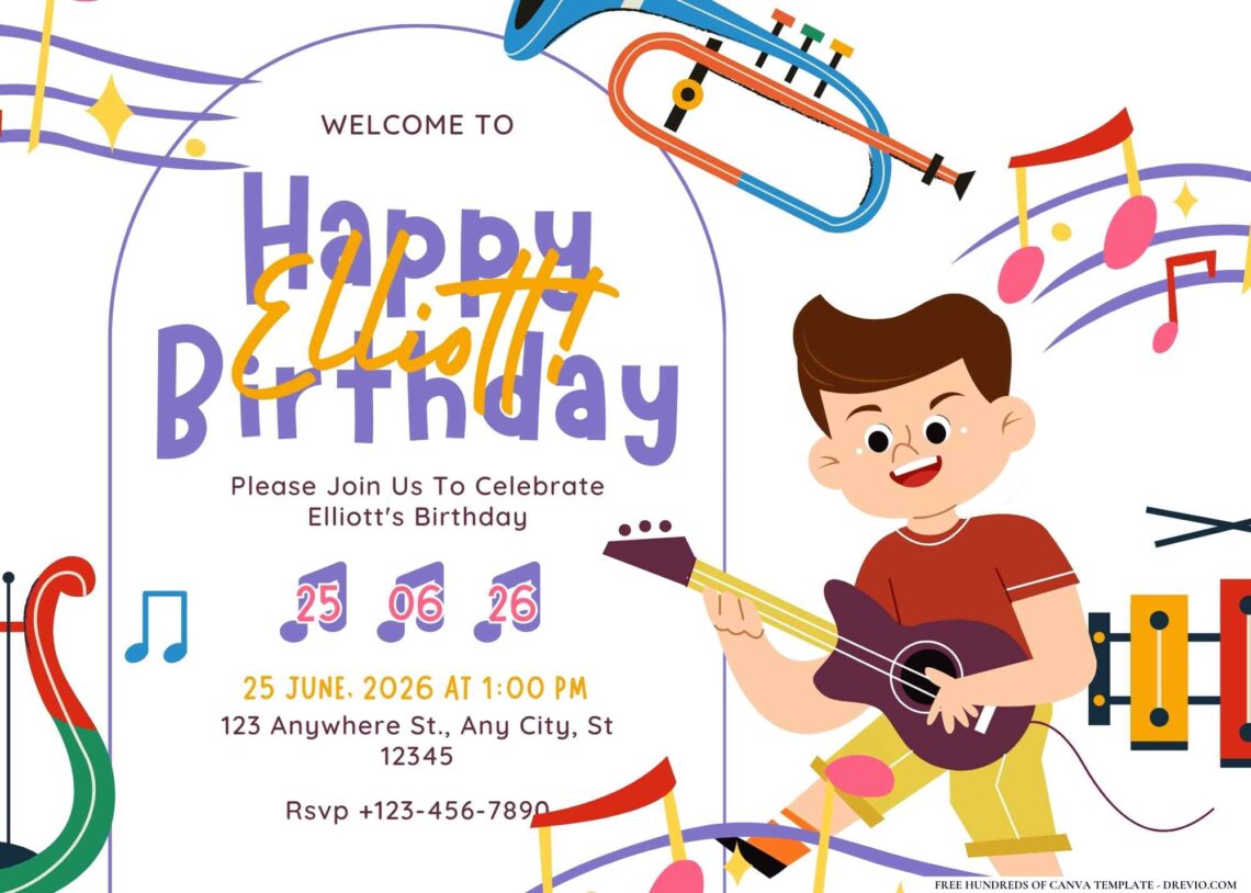 FREE Editable Music Lover Birthday Invitation
