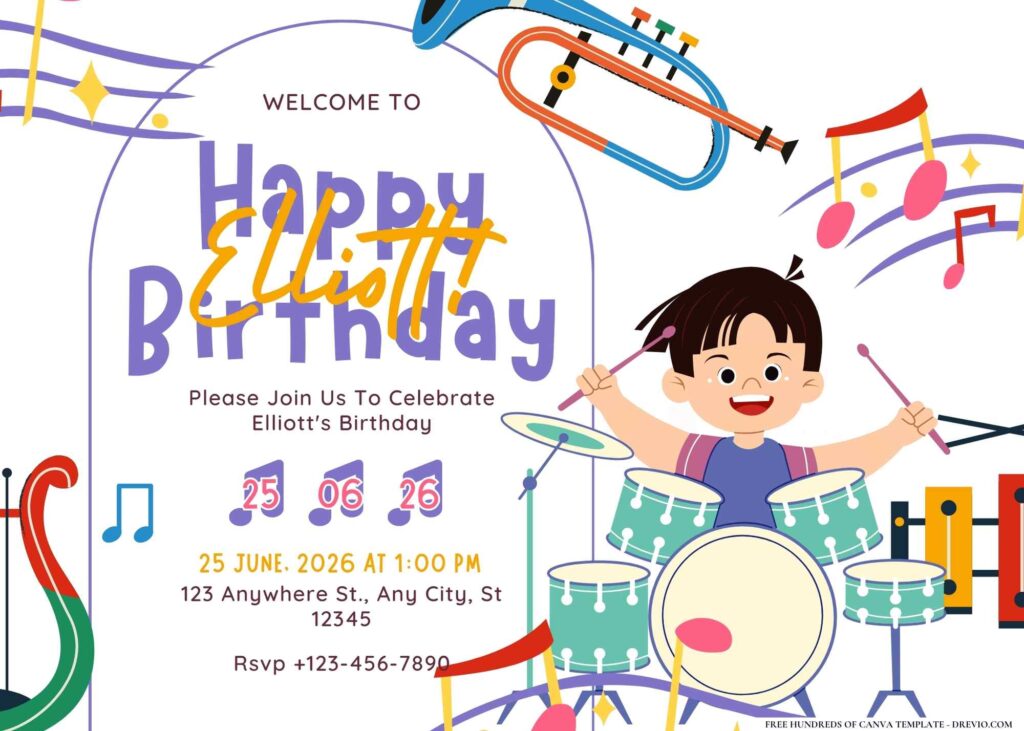 FREE Editable Music Lover Birthday Invitation 