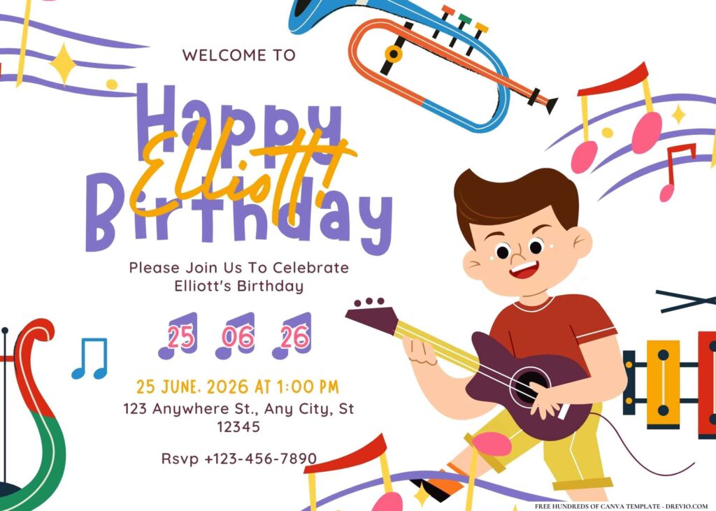 FREE Editable Music Lover Birthday Invitation 