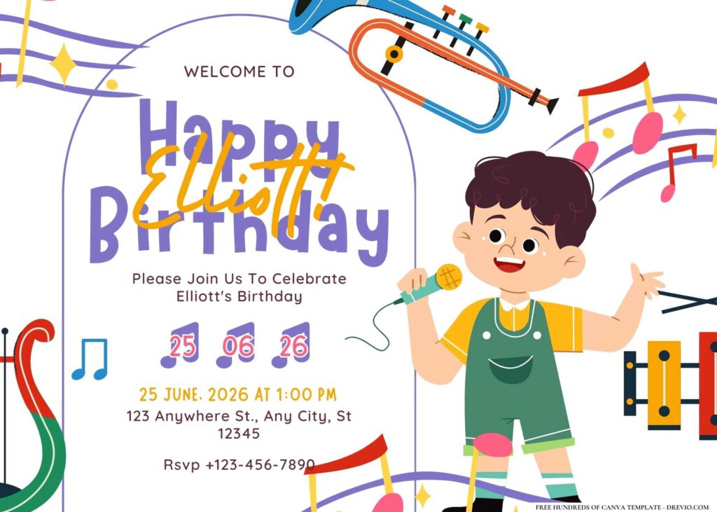 FREE Editable Music Lover Birthday Invitation 