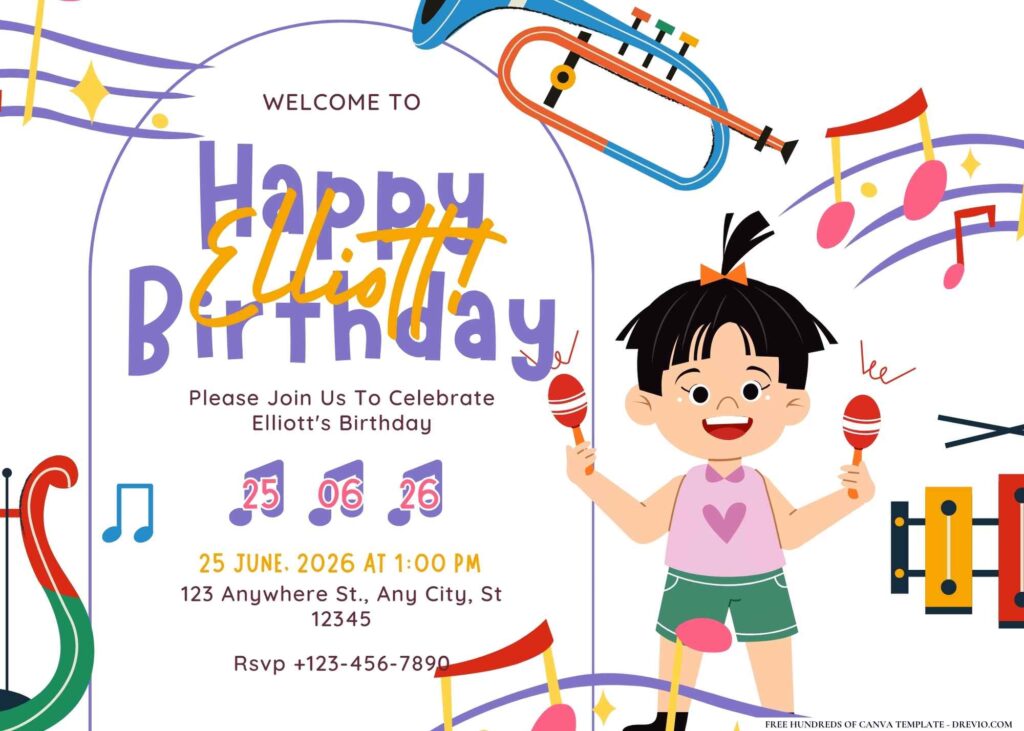 FREE Editable Music Lover Birthday Invitation 