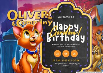 FREE Editable Oliver & Company Birthday Invitation