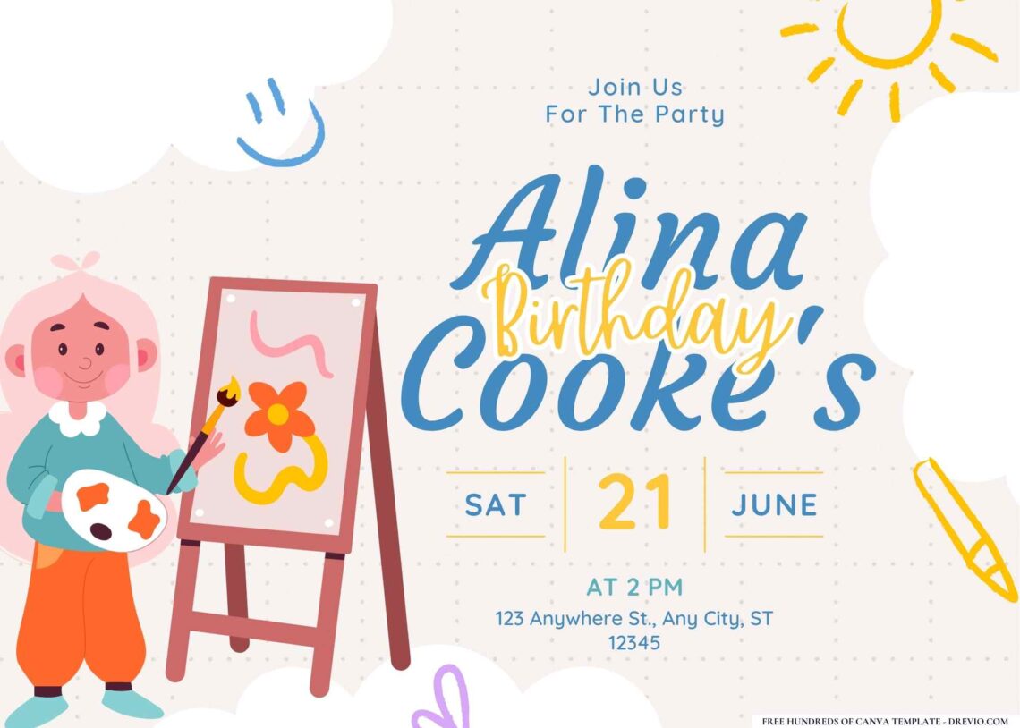 FREE Editable Painting Party Birthday Invitation