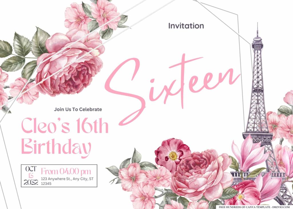 FREE Editable Paris Birthday Invitation