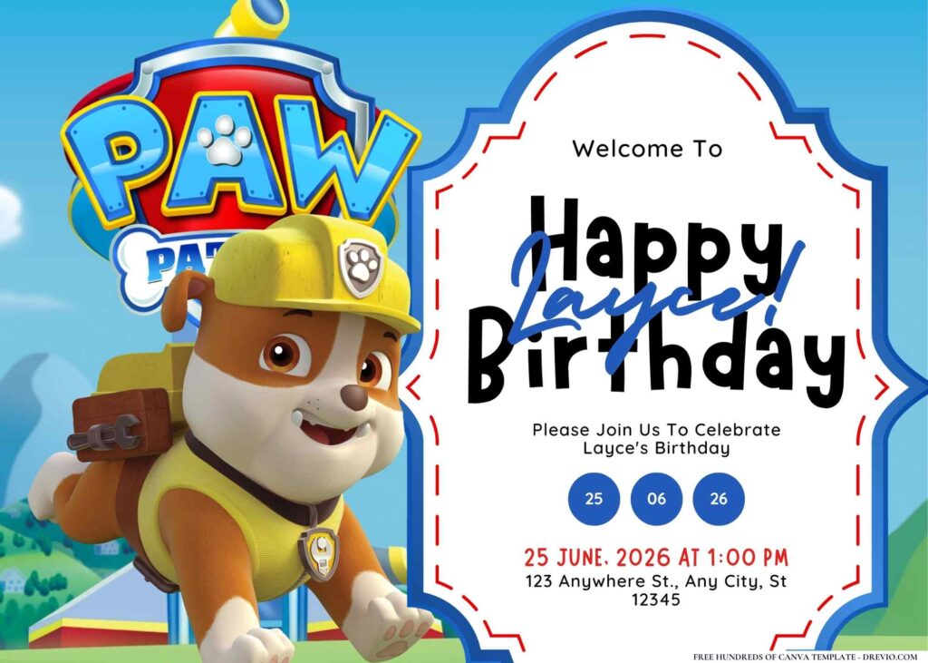 Invitation Template of 14+ Paw Patrol Paws Birthday Invitation Templates 12