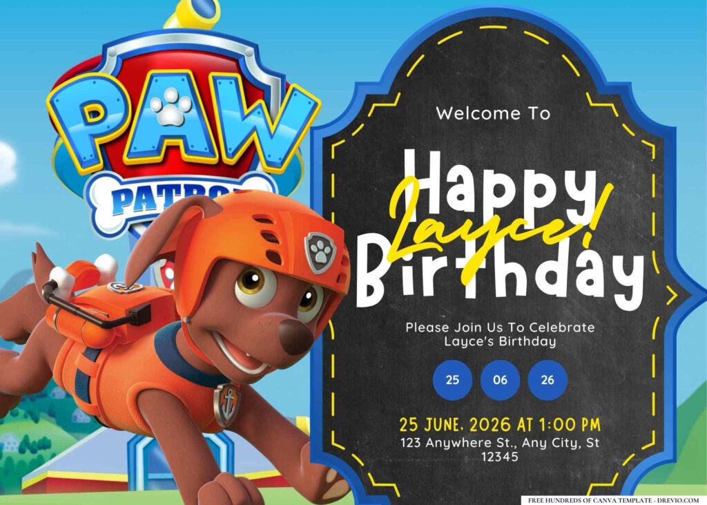 Invitation Template of 14+ Paw Patrol Paws Birthday Invitation Templates 6