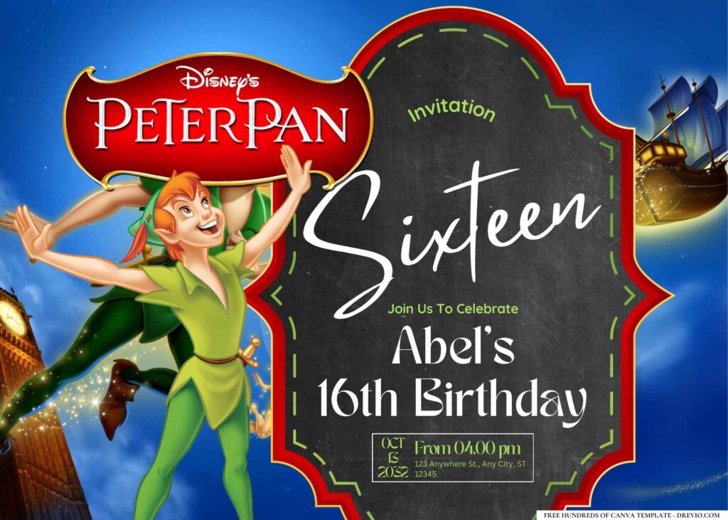 FREE Editable Peter Pan Birthday Invitation