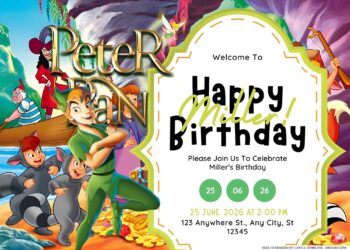 FREE Editable Peter Pan's Neverland Birthday Invitation