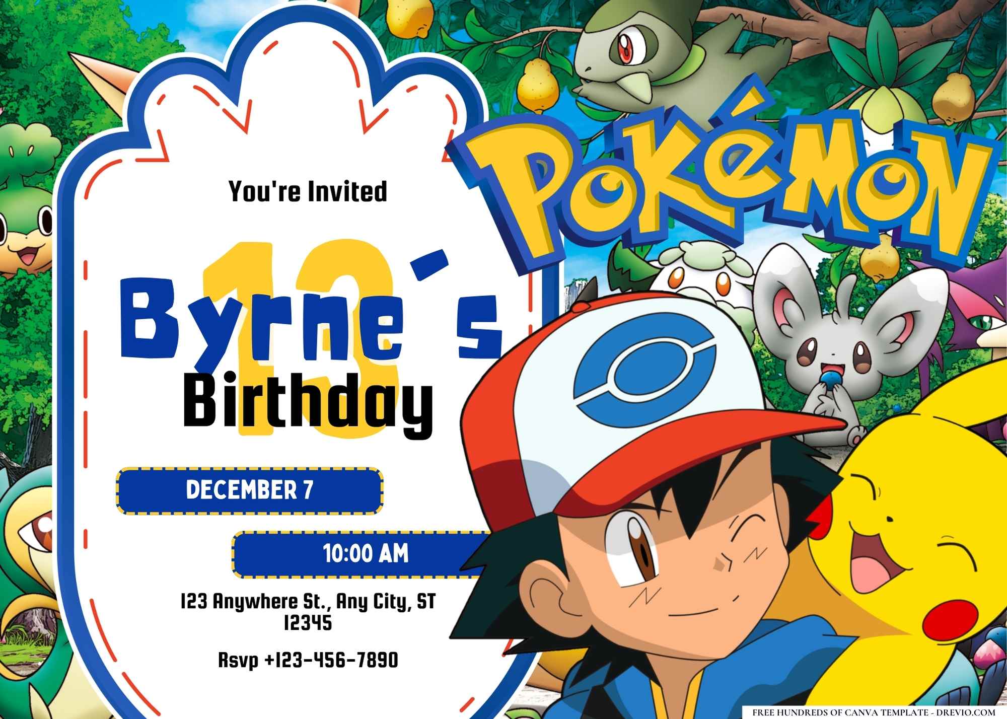 FREE-Pokémon Adventure-Birthday-Canva-Templates | Download Hundreds ...