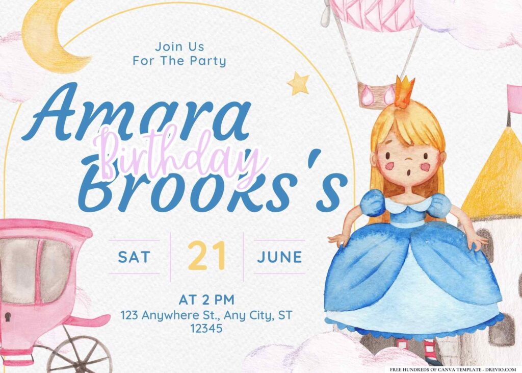 FREE Editable Princess Party Birthday Invitation