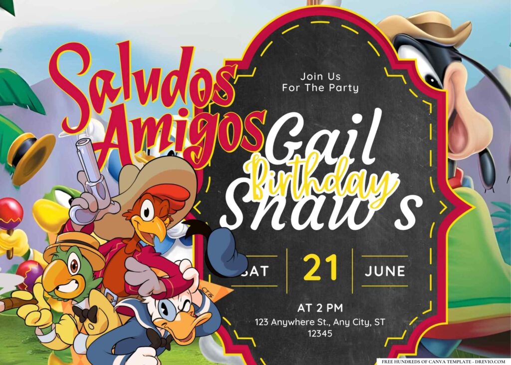 FREE Editable Saludos Amigos Birthday Invitation