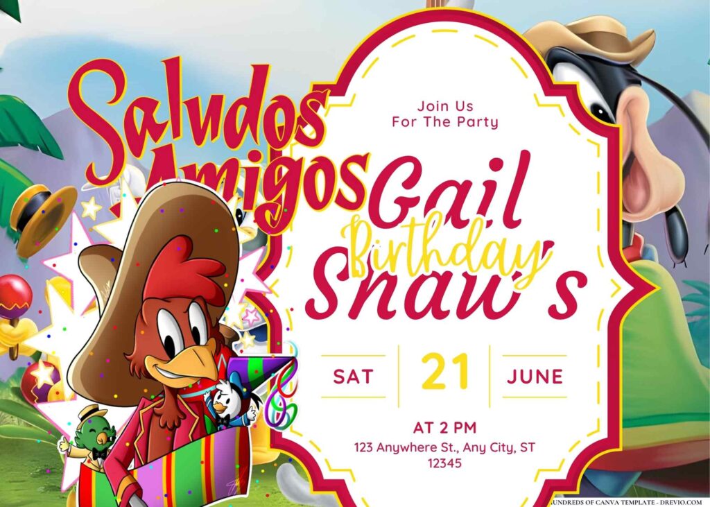 FREE Editable Saludos Amigos Birthday Invitation