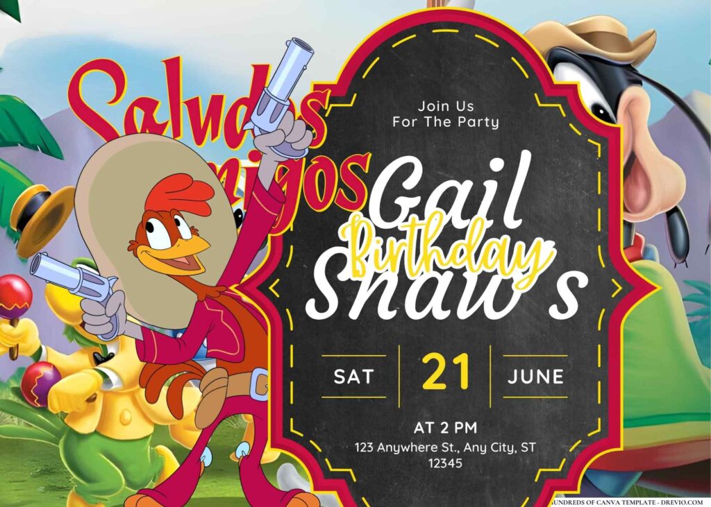 FREE Editable Saludos Amigos Birthday Invitation