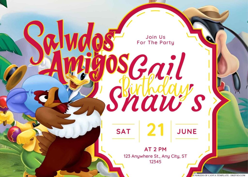 FREE Editable Saludos Amigos Birthday Invitation