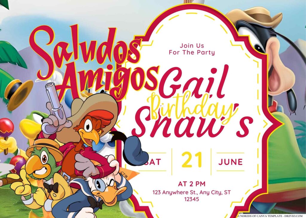 FREE Editable Saludos Amigos Birthday Invitation