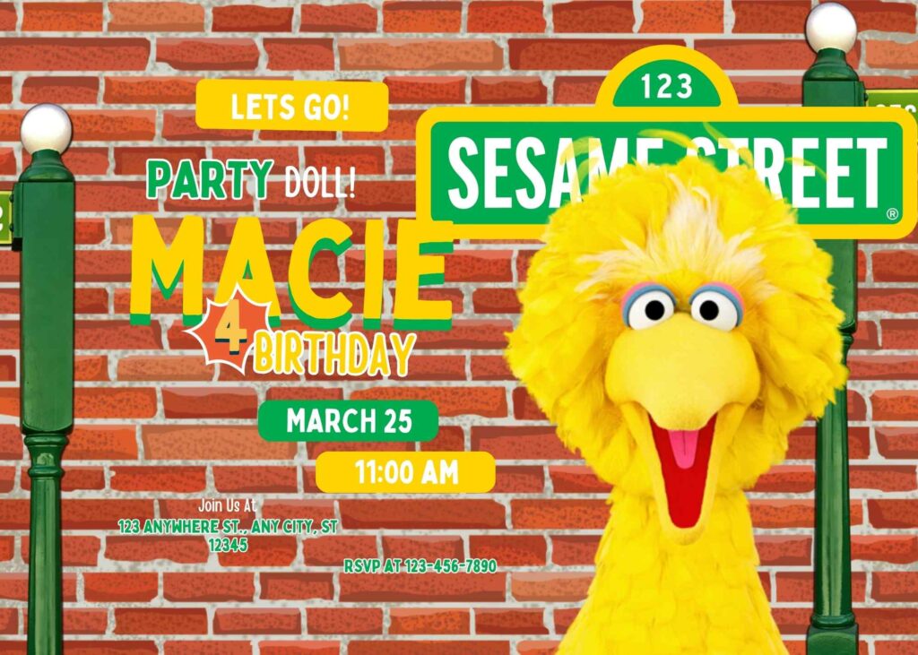 FREE Editable Sesame Street Birthday Invitation