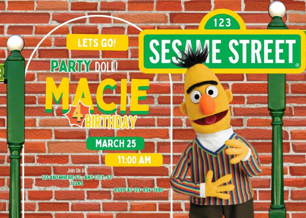 FREE Editable Sesame Street Birthday Invitation