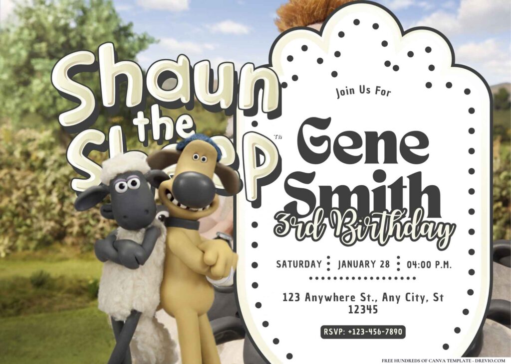 FREE Editable Shaun The Sheep Birthday Invitation