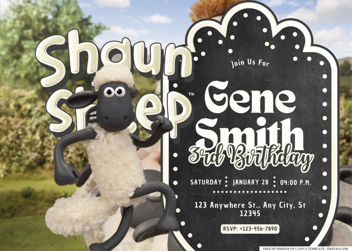 FREE Editable Shaun The Sheep Birthday Invitation