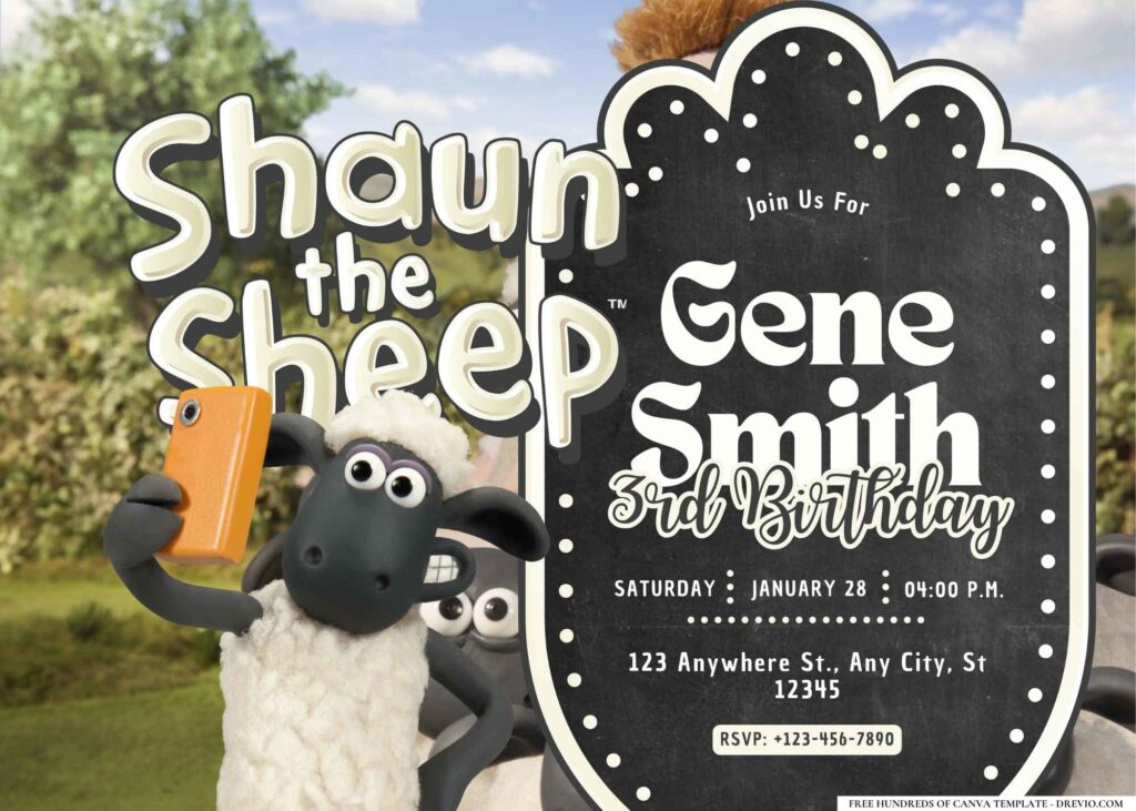 FREE Editable Shaun The Sheep Birthday Invitation