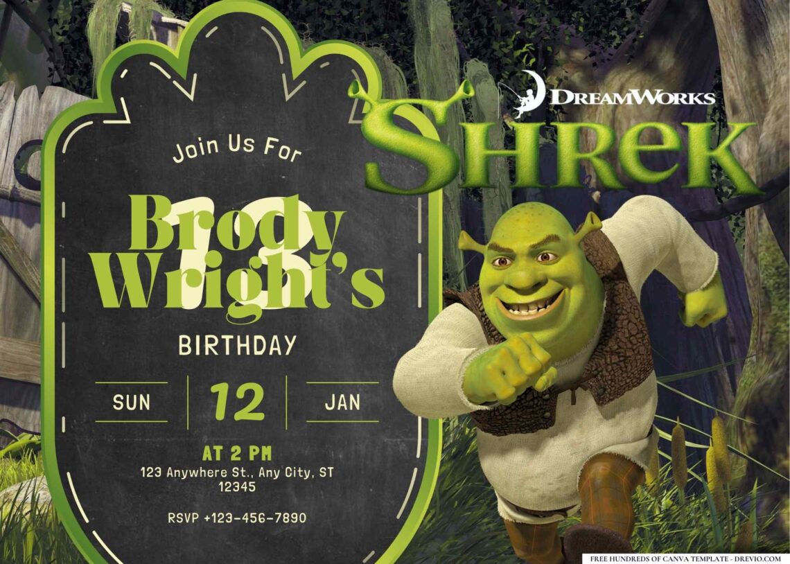 Shrek's Swamp Birthday Invitation