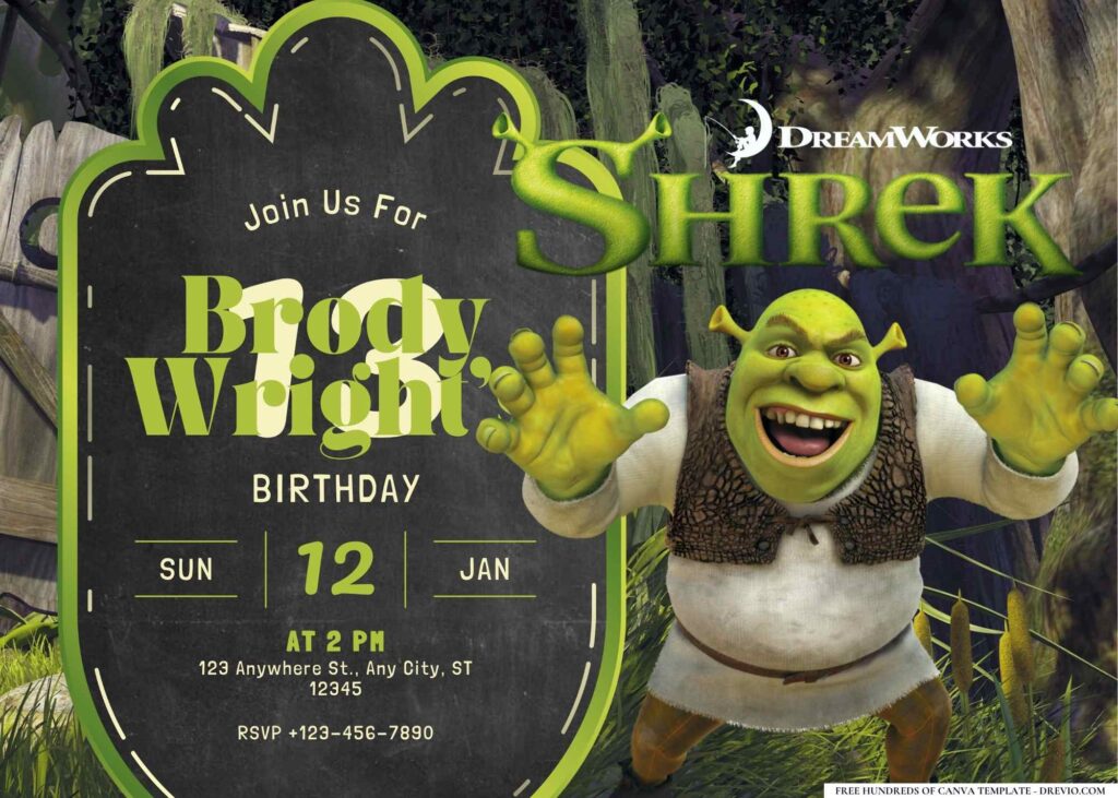 Shrek's Swamp Birthday Invitation