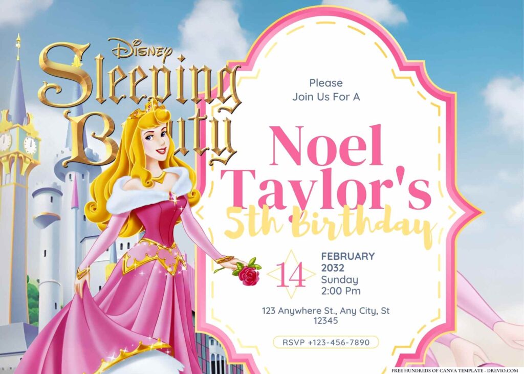 FREE Editable Sleeping Beauty Birthday Invitation