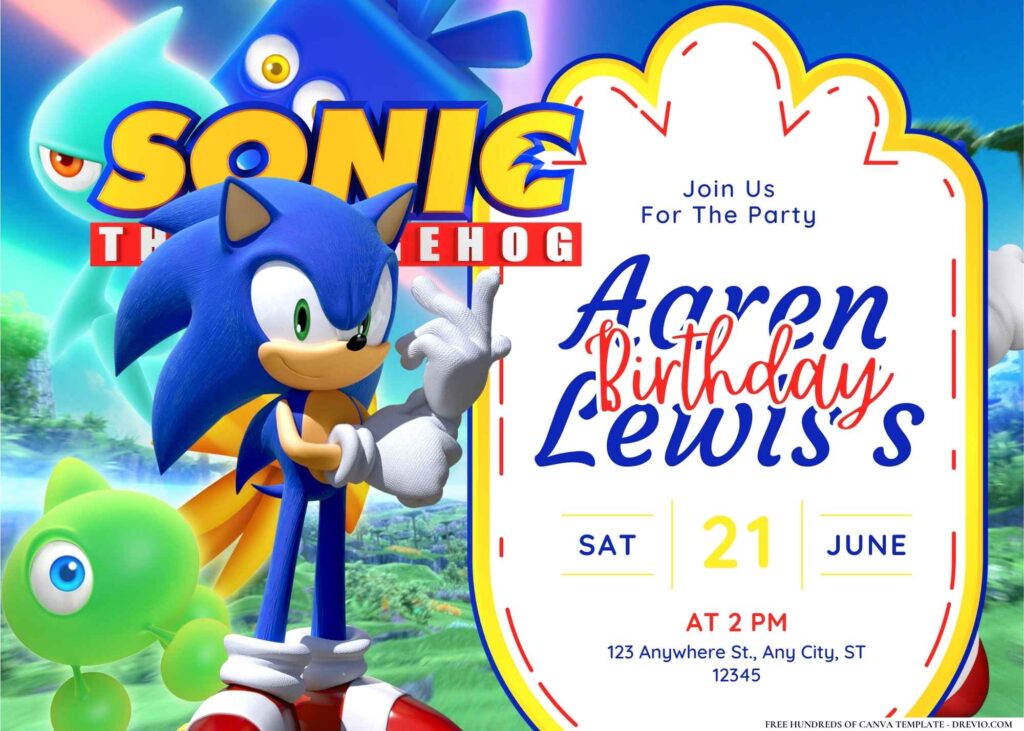 FREE Editable Sonic the Hedgehog Birthday Invitation