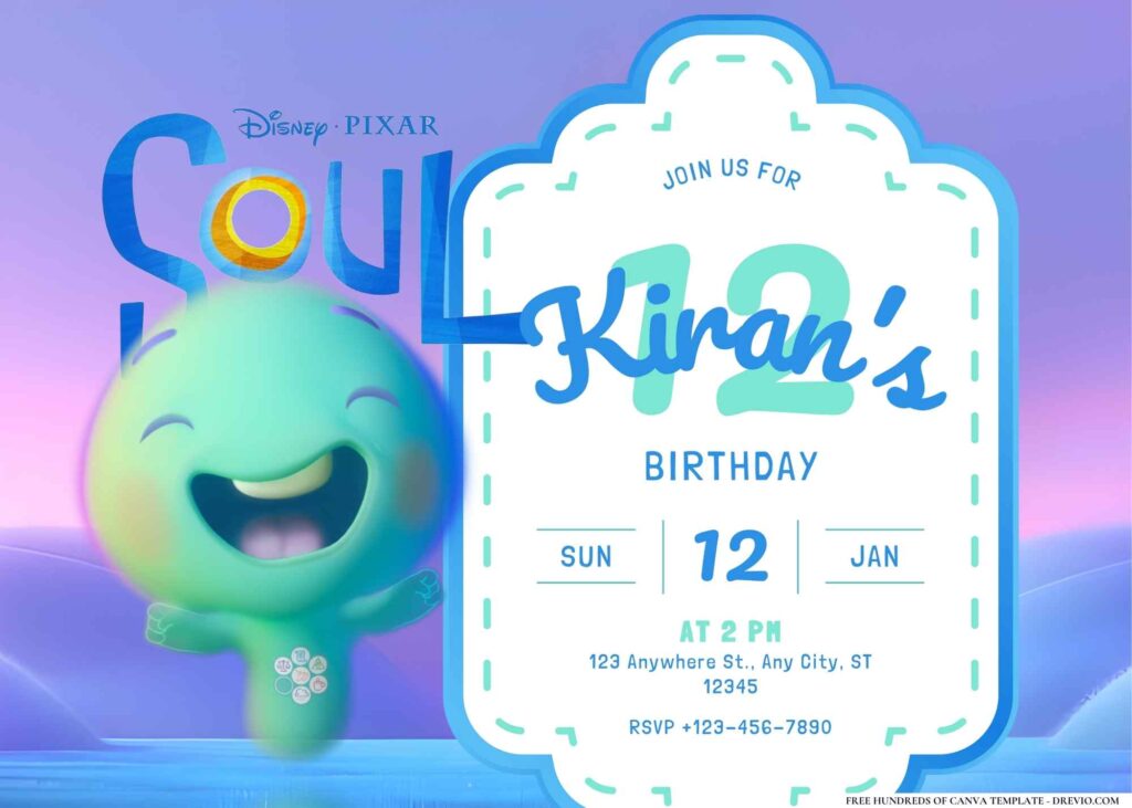 FREE Editable Disney Soul Birthday Invitation