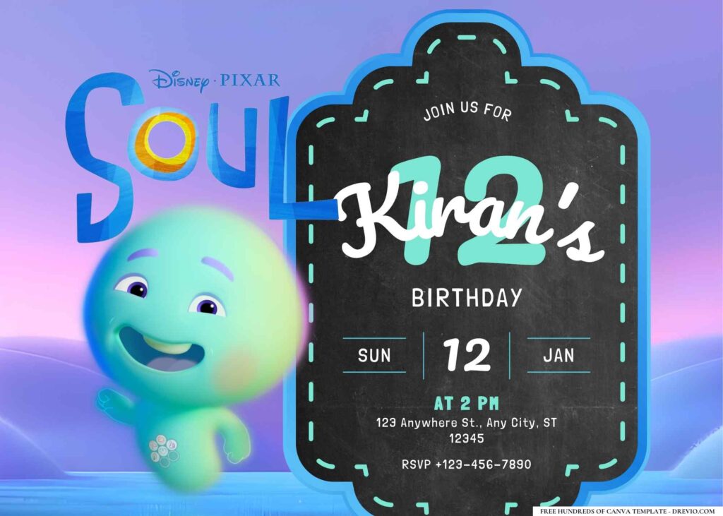 FREE Editable Disney Soul Birthday Invitation
