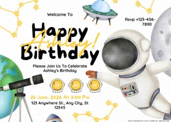 FREE Editable Space Party Birthday Invitation