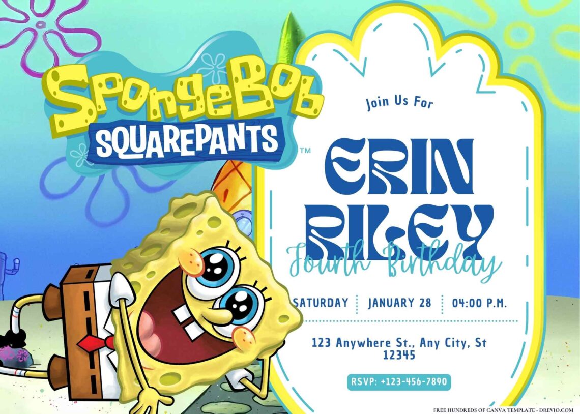 FREE Editable SpongeBob SquarePants Birthday Invitation