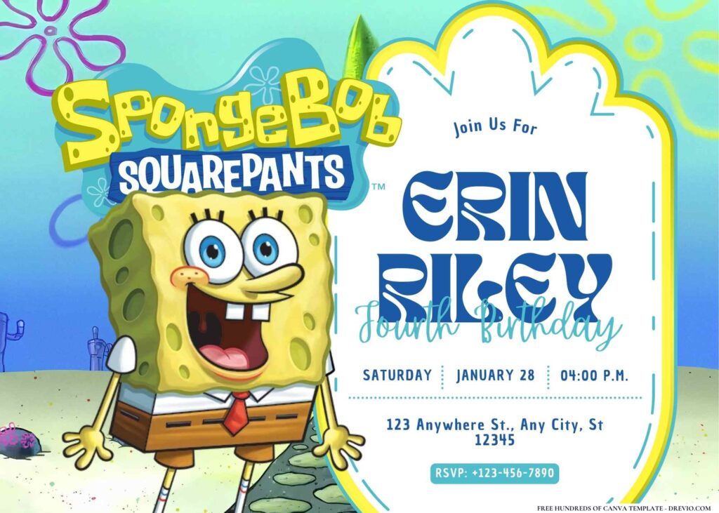 FREE Editable SpongeBob SquarePants Birthday Invitation