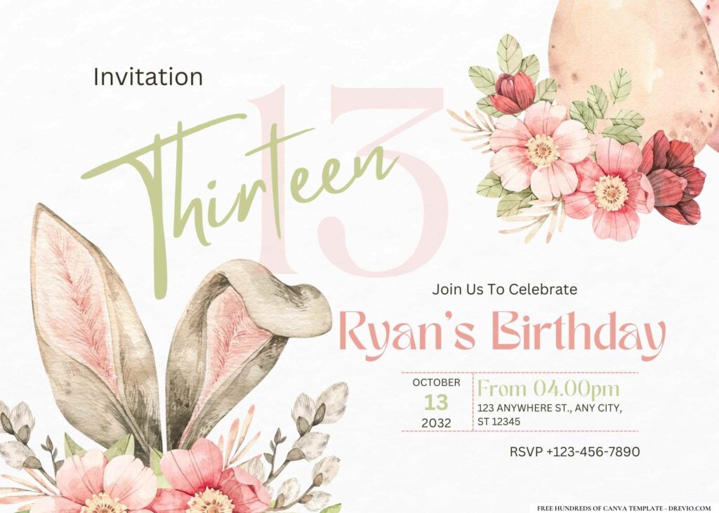FREE Editable Spring Easter Birthday Invitation