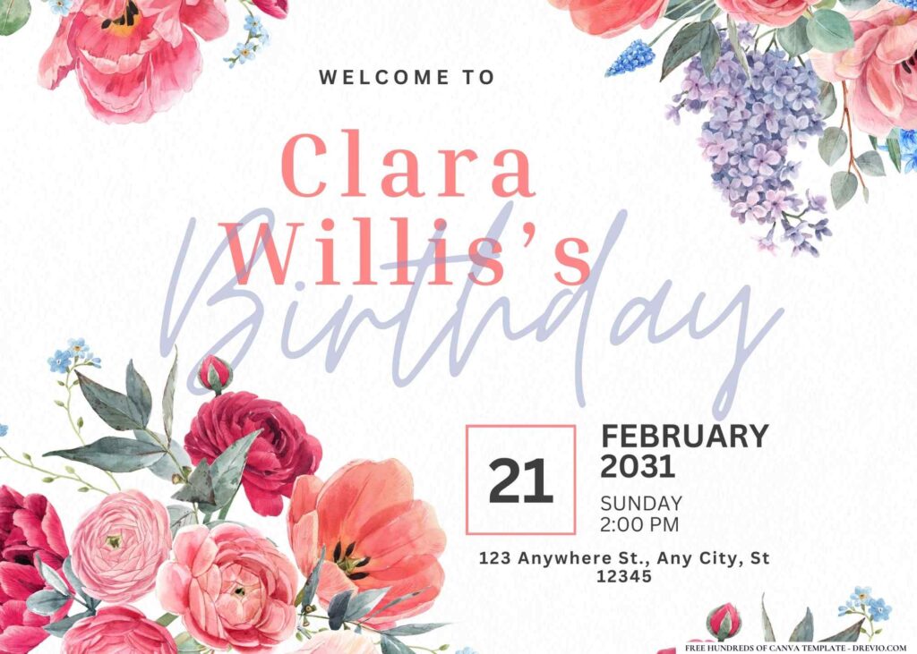 FREE Editable Spring Garden Birthday Invitation