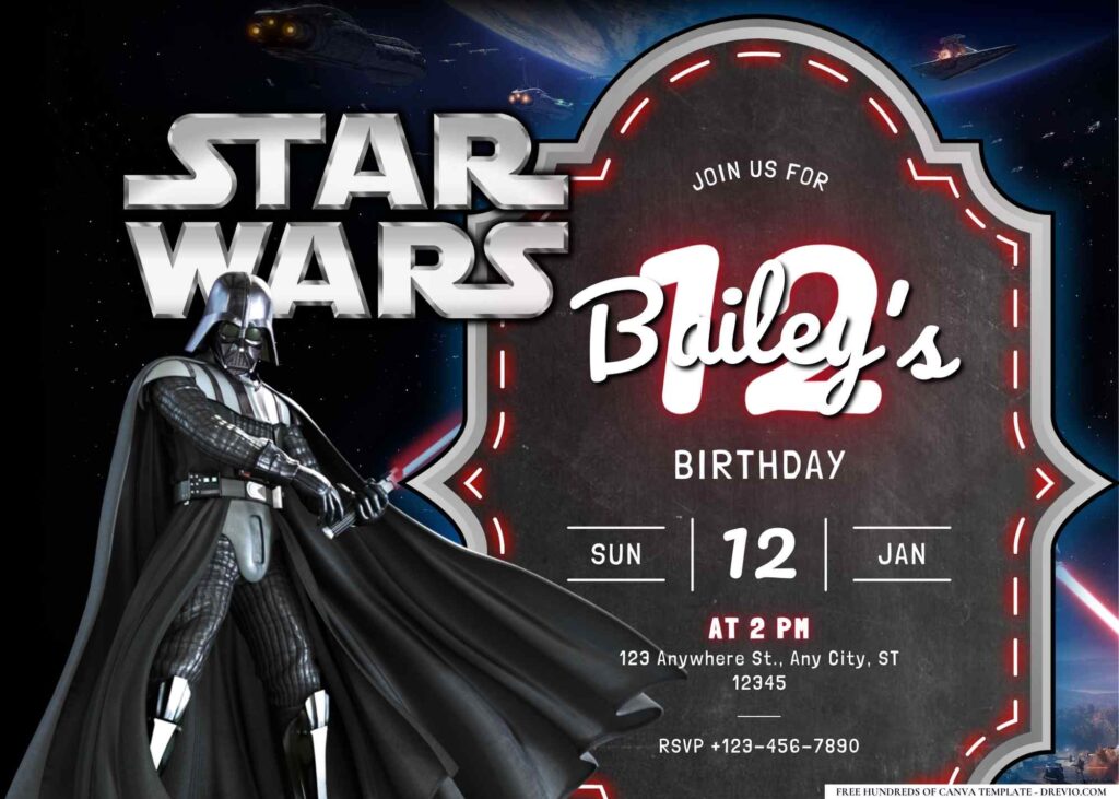 FREE Editable Star Wars Birthday Invitation 
