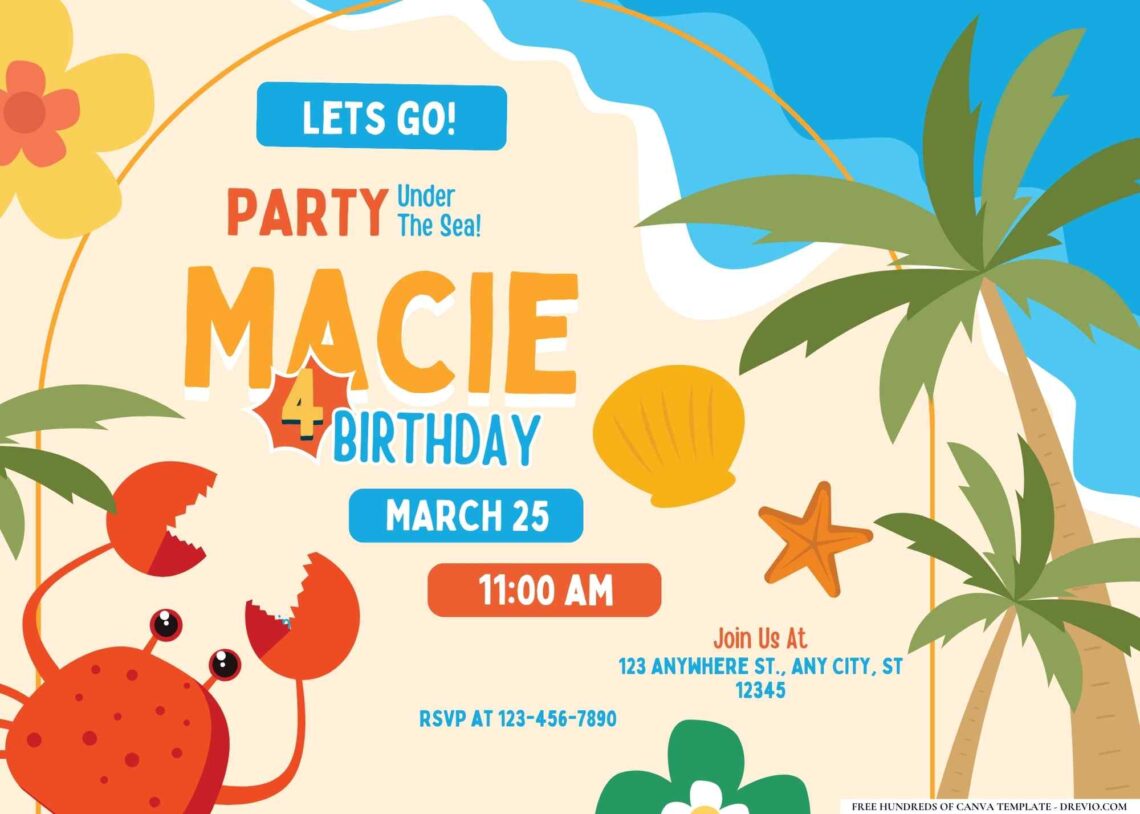 FREE Editable Summer Luau Birthday Invitation