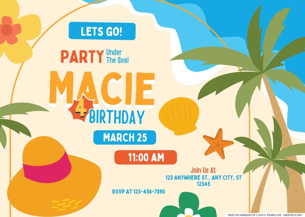 FREE Editable Summer Luau Birthday Invitation