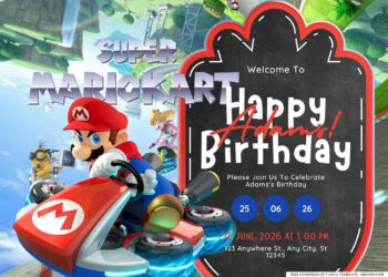 Free Super Mario Kart Birthday Invitation