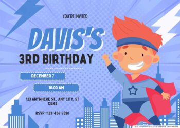 FREE Editable Superhero Party Birthday Invitation