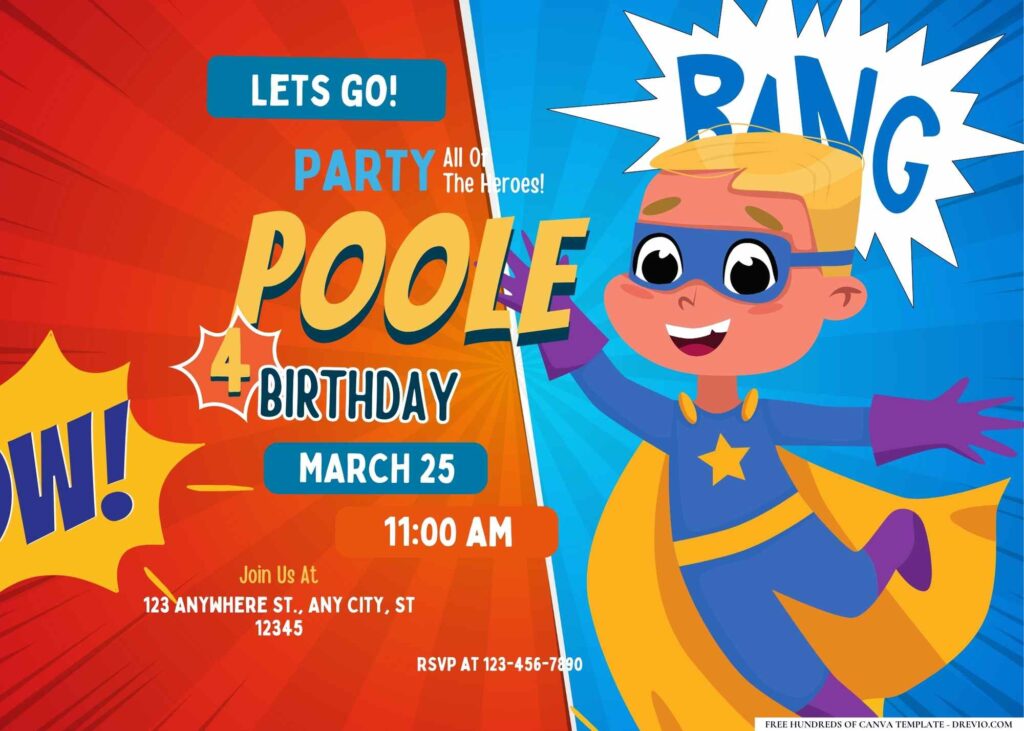FREE Editable Superheroes Birthday Invitation