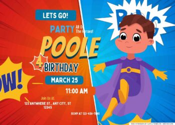 FREE Editable Superheroes Birthday Invitation