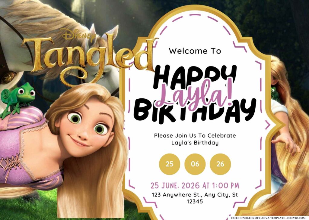 FREE Editable Tangled Birthday Invitation