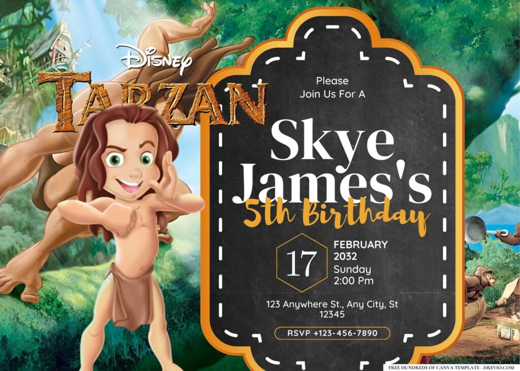 FREE Editable Tarzan Birthday Invitation