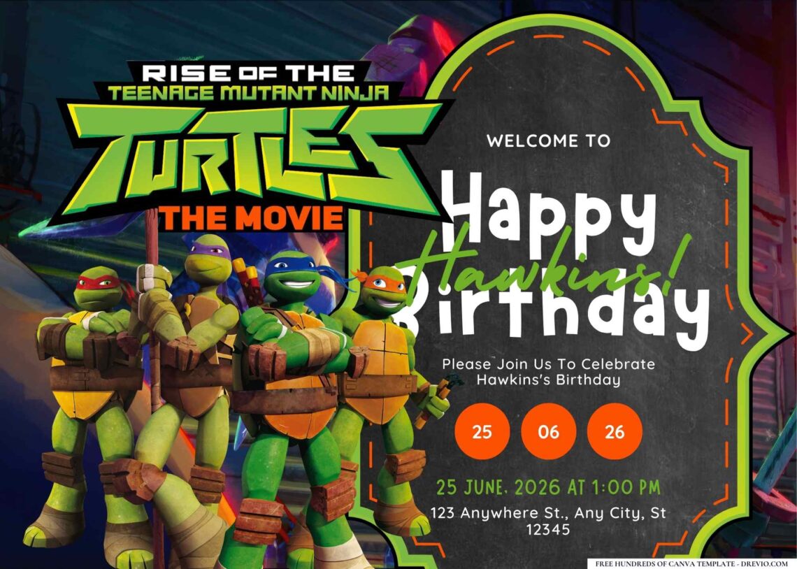 FREE Editable Teenage Mutant Ninja Turtles Birthday Invitation