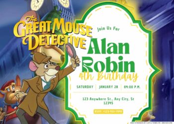 FREE Editable The Great Mouse Detective Birthday Invitation