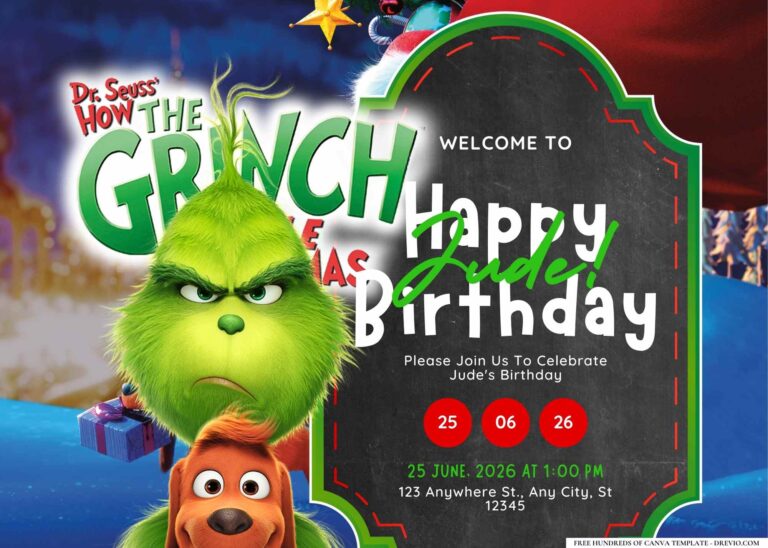 18+ The Grinch Birthday Invitation Templates - Drevio : Free And ...